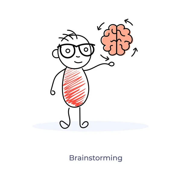 Desenhos Animados Bonitos Mostrando Conceito Brainstorming — Vetor de Stock