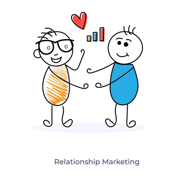 Illustration Relationship Marketing Hand Drawn Vector Style — Stock Vector