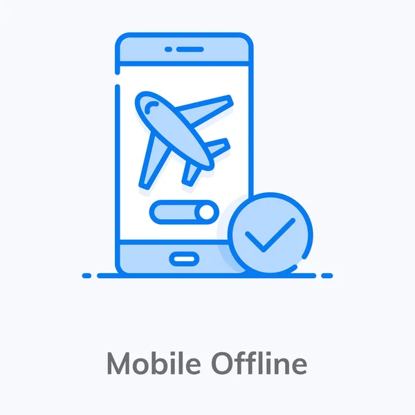 Firma Básica Avión Dentro Del Teléfono Móvil Icono Móvil Fuera — Archivo Imágenes Vectoriales