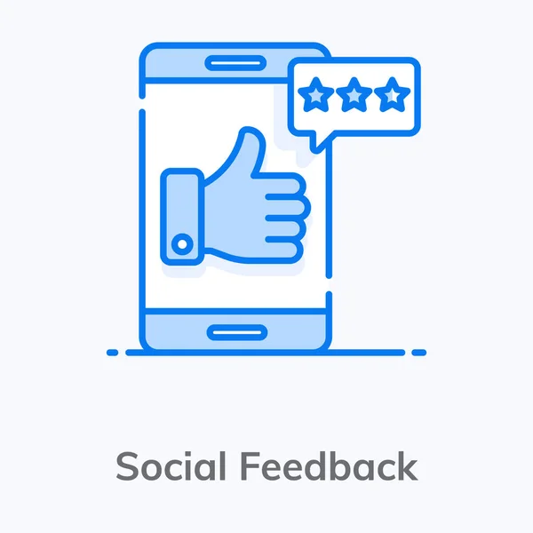 Yıldızlı Cep Telefonu Sosyal Geri Bildirim Konsepti Simgesi — Stok Vektör