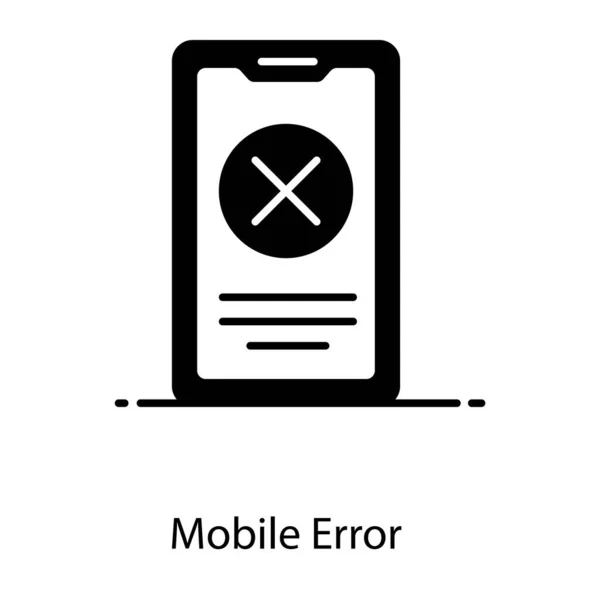 スマートフォン内のモバイルエラー クロスサインのフラットデザイン — ストックベクタ