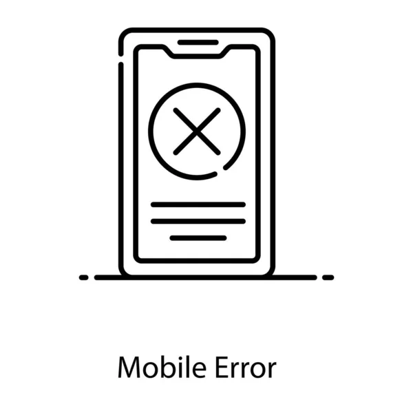 Flat Design Mobile Error Cross Sign Smartphone — Stock Vector