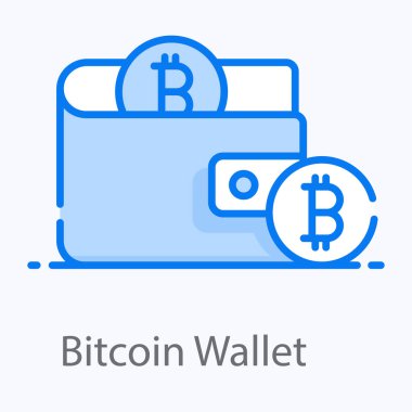 Çevrimiçi bitcoin cüzdan simgesi, mobil bankacılık kavramının vektör tasarımı 