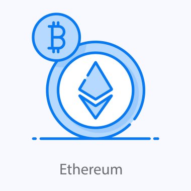 Ethereum simgesi tasarımı, dijital para birimi kavramının vektörü 