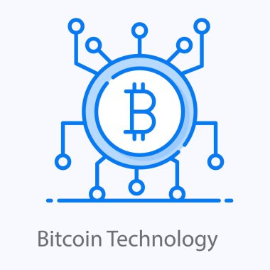 Kripto para birimi teknolojisinin simgesi, düz biçimli bitcoin 