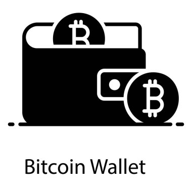 Çevrimiçi bitcoin cüzdan simgesi, mobil bankacılık kavramının vektör tasarımı 