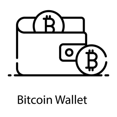 Çevrimiçi bitcoin cüzdan simgesi, mobil bankacılık kavramının vektör tasarımı 
