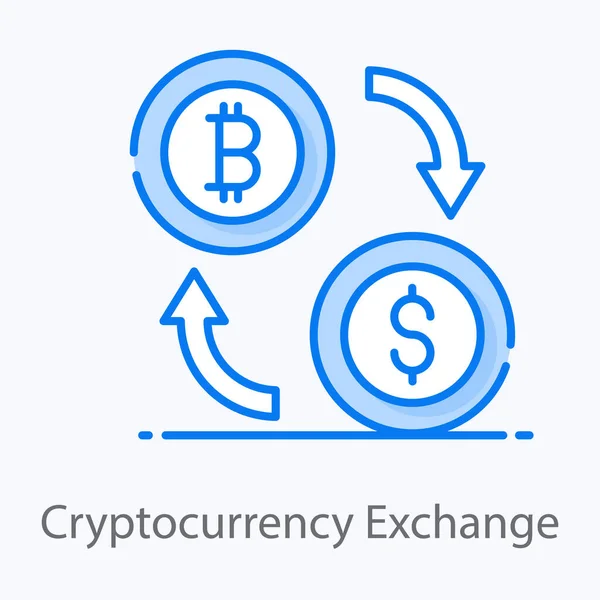 Cryptocurrency Exchange Icon Převod Peněz Plochém Stylu — Stockový vektor