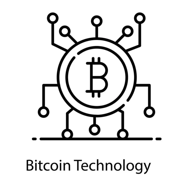 Icon Cryptocurrency Technology Bitcoin Flat Style — Stock Vector