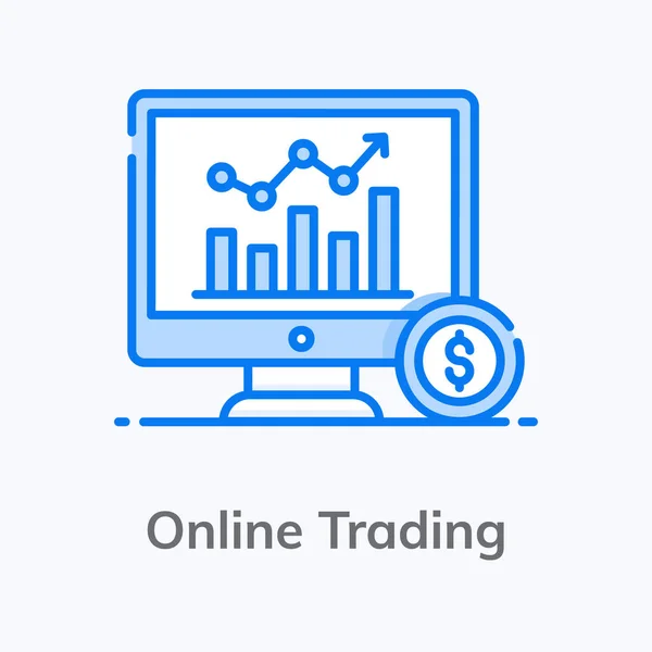 Basic Sales Infographic Monitor Having Dollar Aside Online Trading Flat — Stock Vector