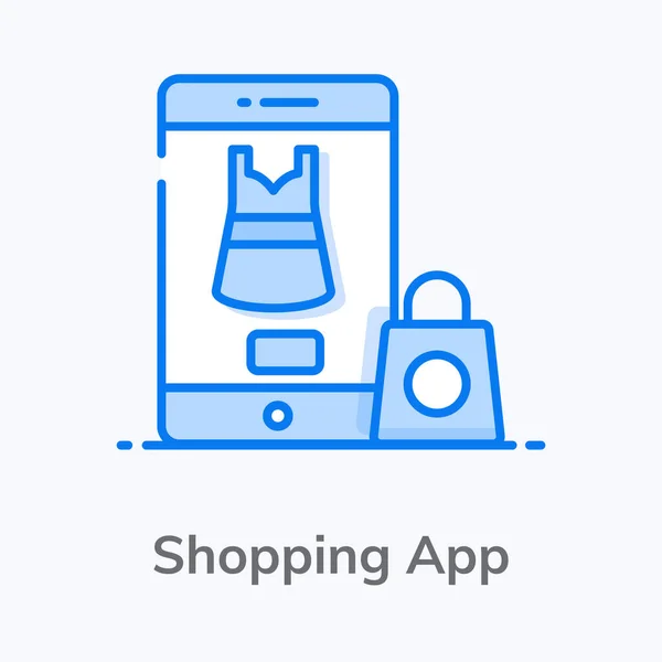 Shopping App Icoon Plat Ontwerp Mcommerce Concept — Stockvector