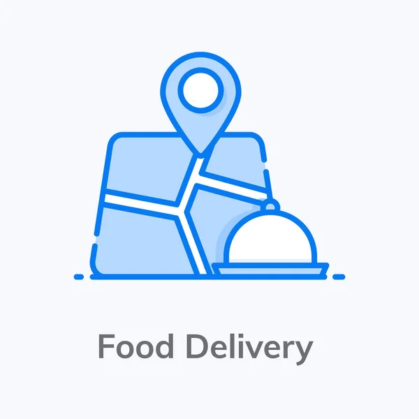 Map Location Food Cloche Food Delivery Flat Icon — Stock Vector