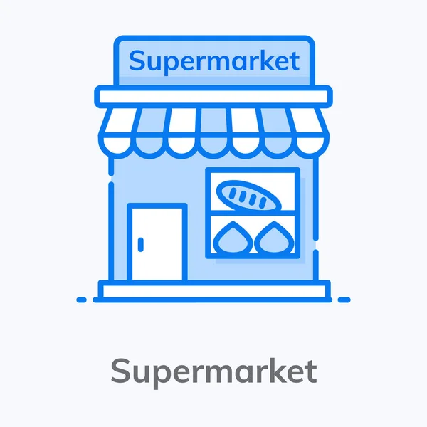 Basis Rgbsupermarkt Exterieur Ontwerp Plat Icoon — Stockvector