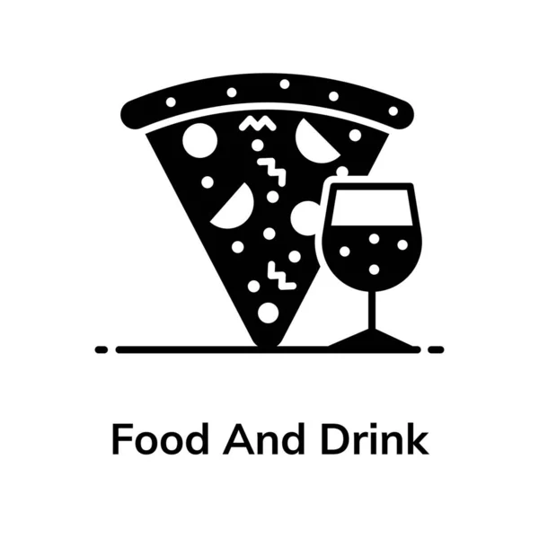 Пицца Напитком Плоская Икона Еды — стоковый вектор