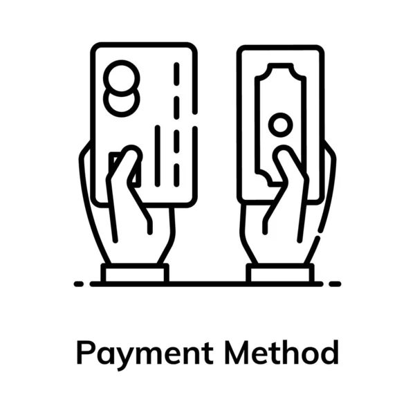 Dinheiro Cartão Método Pagamento Ícone Plano — Vetor de Stock