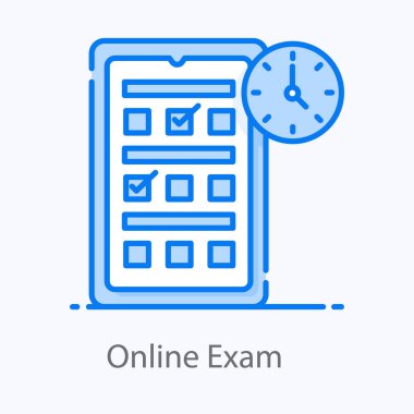 Çevrimiçi sınav simgesi tasarımı, modern düz stil vektörü 