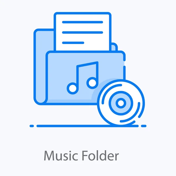 Musikordner Symbol Flachen Stil Medienordner — Stockvektor