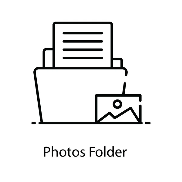 Photo Folder Icon Editable Flat Style File Folder — Stock Vector