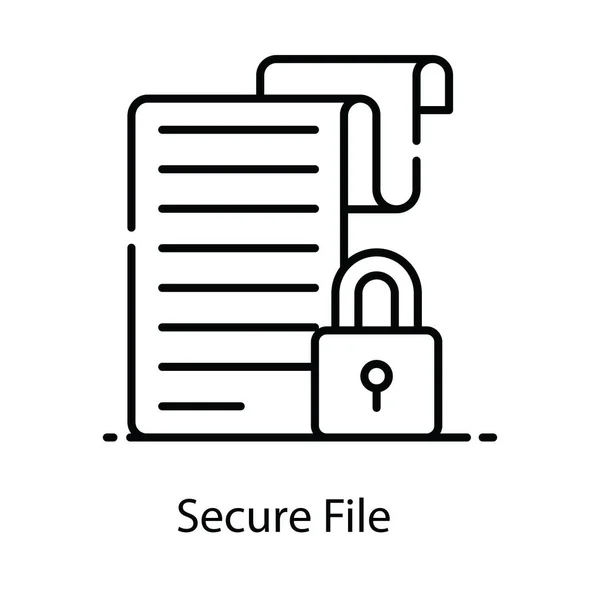 Icône Fichier Sécurisé Document Avec Cadenas Style Plat — Image vectorielle