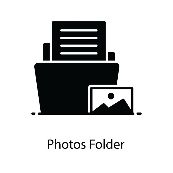 Foto Ordner Symbol Editierbaren Flachen Stil Dateiordner — Stockvektor