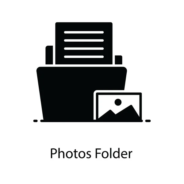 Icono Carpeta Fotos Estilo Plano Editable Carpeta Archivos — Vector de stock