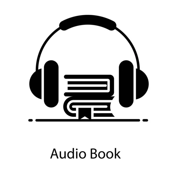 Livre Audio Dans Style Plat Modifiable Livre Électronique — Image vectorielle