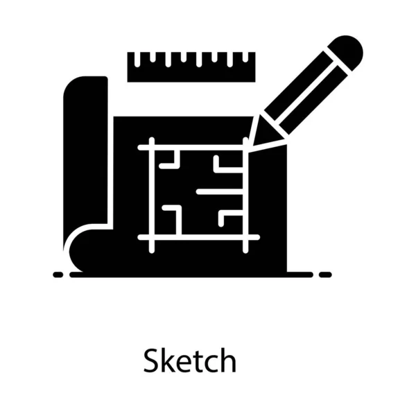 Icon Design Sketch Flat Icon Prototype — Stock Vector