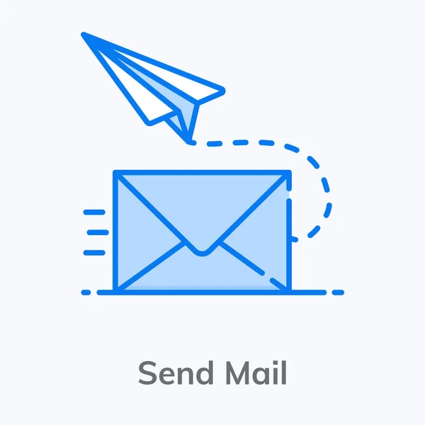 Envelope Conectado Com Avião Papel Envie Mail Estilo Plano Moderno — Vetor de Stock