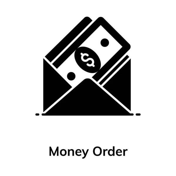Dollars Dans Une Enveloppe Mandat Style Plat — Image vectorielle