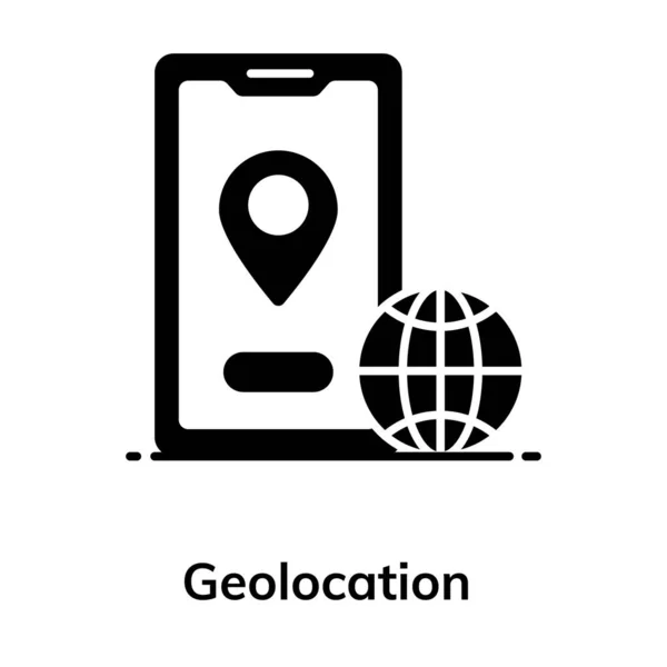 Móvil Con Globo Icono Diseño Geolocalización — Vector de stock