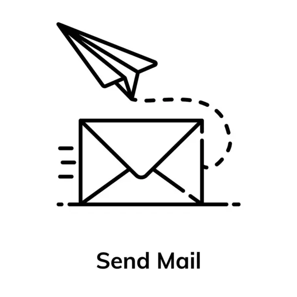 Envelope Básico Conectado Com Avião Papel Envie Mail Estilo Plano — Vetor de Stock