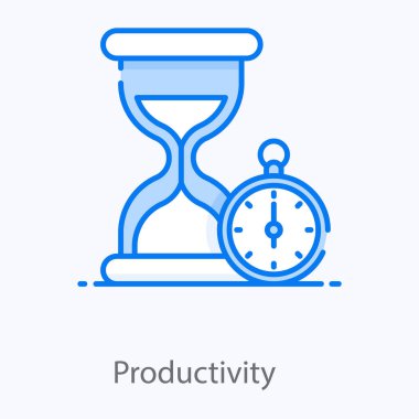 Kronometreyle kum saati, düz stil verimlilik simgesi 