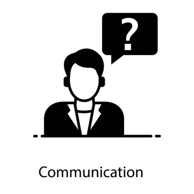 Kişiyle soru işareti, düz biçimli iletişim konsepti 