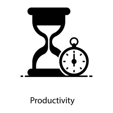 Kronometreyle kum saati, düz stil verimlilik simgesi 