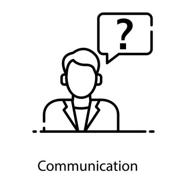 Kişiyle soru işareti, düz biçimli iletişim konsepti 