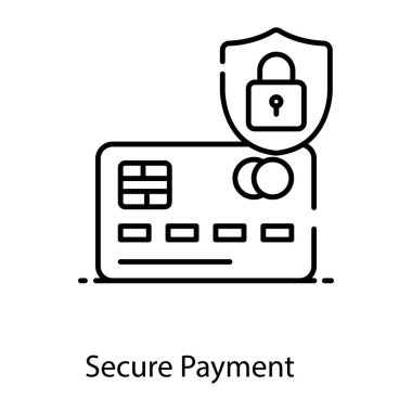 Güvenli ödeme, kilitli kredi kartı vektör tasarımı 