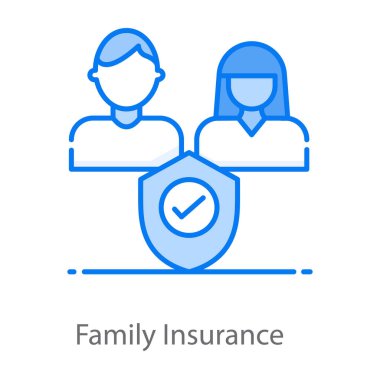 Kişilerle işaretleme, aile sigorta simgesi tasarımı 