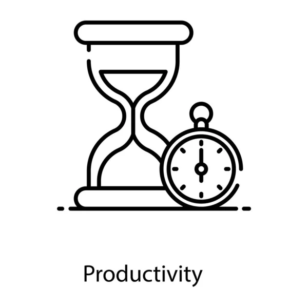 Hourglass Stopwatch Productivity Icon Flat Style — Stock Vector