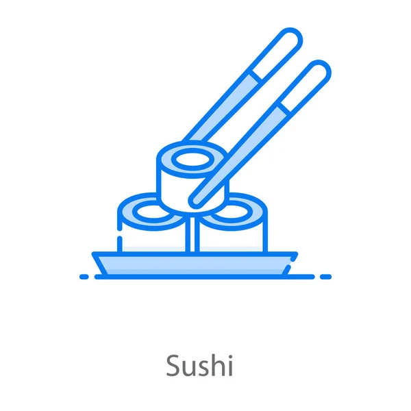 Japán Étel Lapos Design Sushi Ikon — Stock Vector