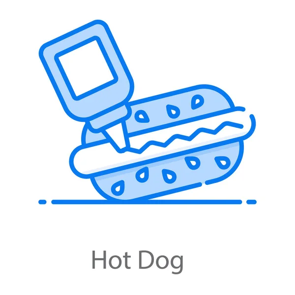Sanduíche Cachorro Quente Com Vetor Ketchup Ícone Plano — Vetor de Stock