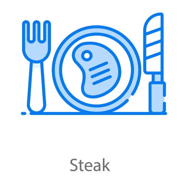 Icône Design Plat Steak Grillé Vecteur Modifiable — Image vectorielle