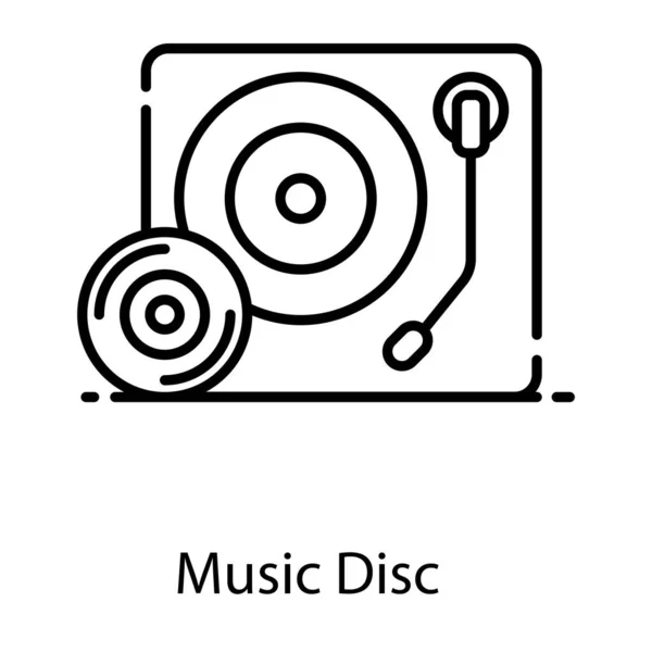 Retro Vinyl Player Flat Design Music Disc Icon — Stock Vector