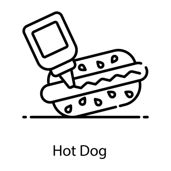 ホットドッグサンドイッチとともにケチャップベクトルでフラットアイコン — ストックベクタ