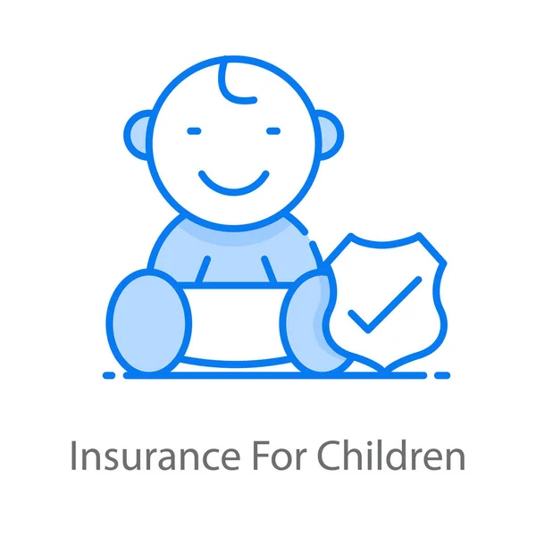 Checkmark Baby Insurance Children Editable Style — Stock Vector