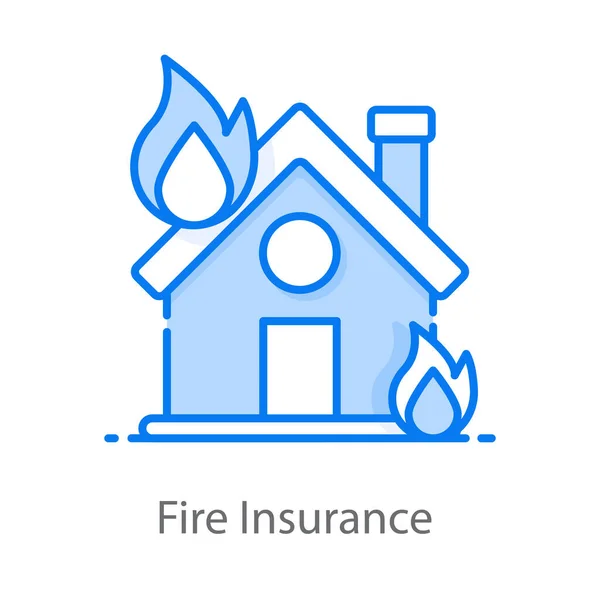 Сжигание Дома Концепция Страхования Пожара — стоковый вектор