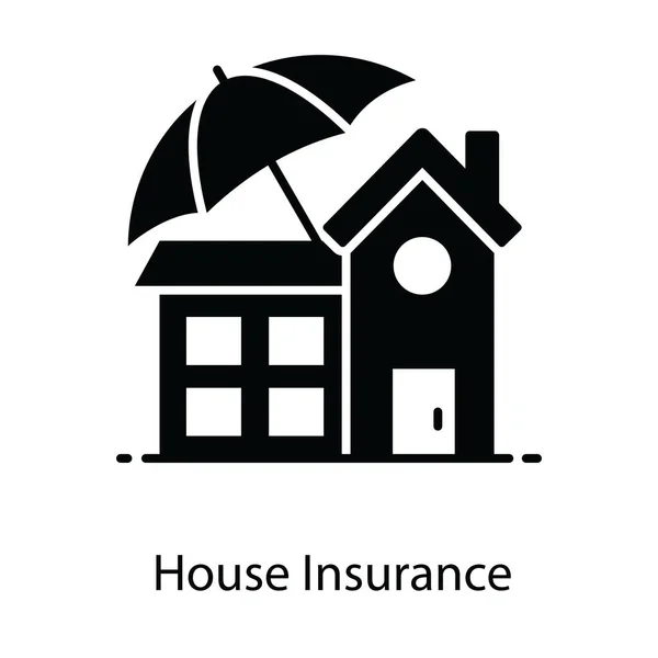 Mobilean Icon Design Pot House Parasole House Insurance Flat Style — стоковый вектор