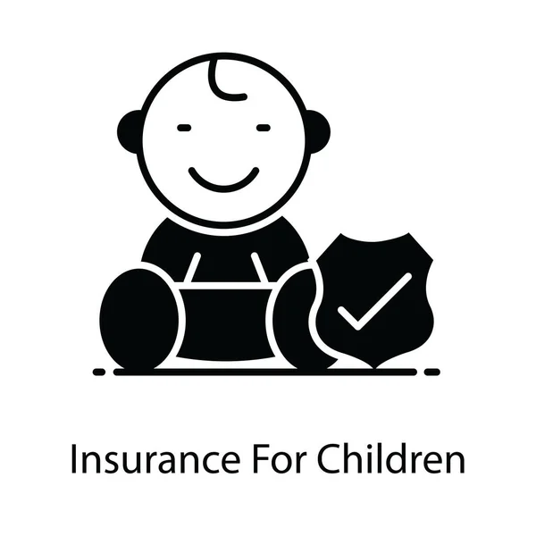 Checkmark Baby Insurance Children Editable Style — Stock Vector