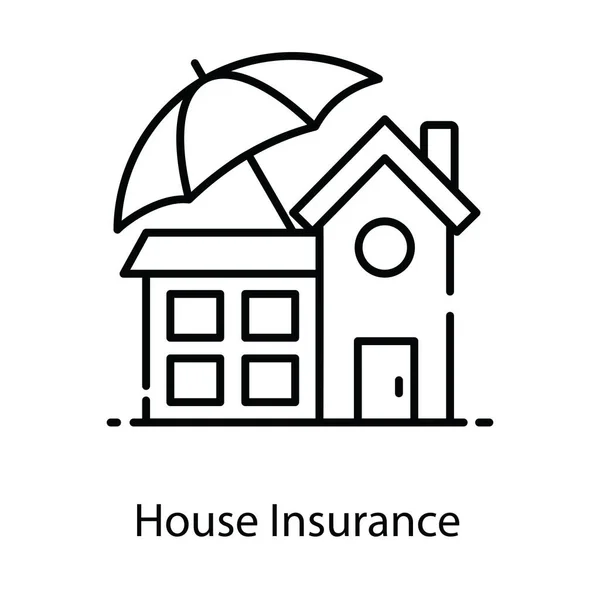 Иконка Дизайн Pof Дом Зонтиком Страхование Дома Плоском Стиле — стоковый вектор