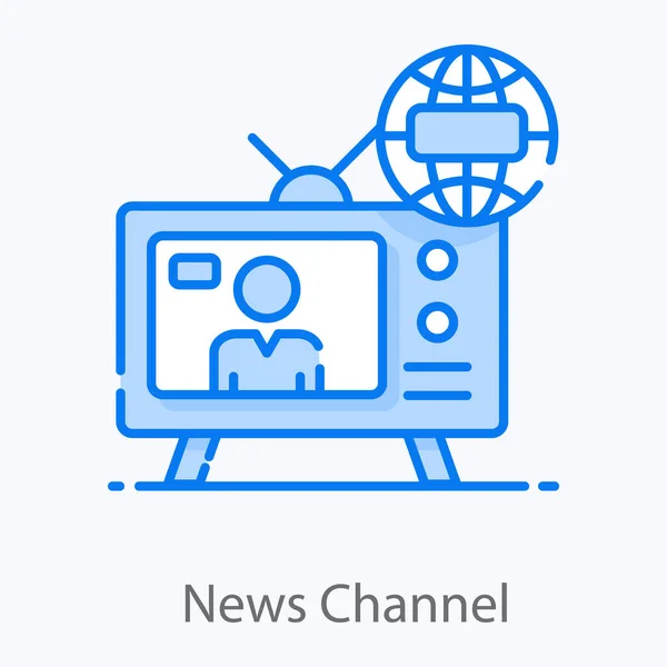 Vector Diseño Icono Canal Noticias Navegador Con Televisión — Vector de stock