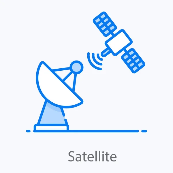 Ikon Satelit Desain Radio Teleskop Dalam Gaya Trendy Datar - Stok Vektor